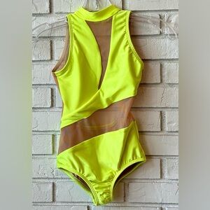 AA Dance Costumes Neon Yellow Leotard size CL